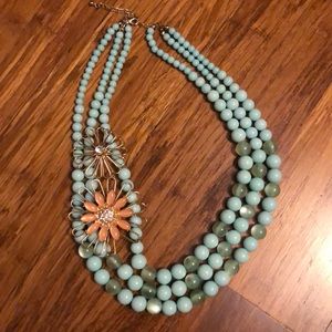 Turquoise and coral beaded necklace